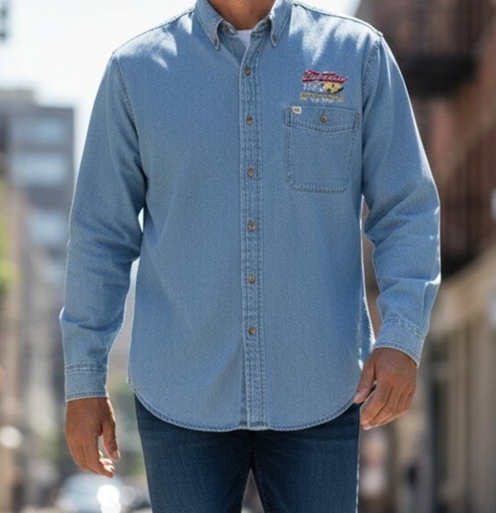 Jeff Gordon NASCAR Winston Cup Champion 1997 Denim Button Up Shirt Mens Large